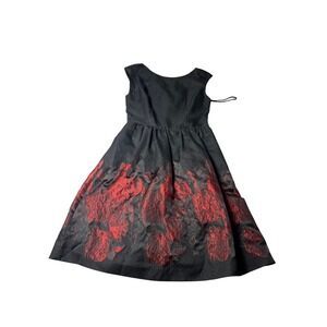 Cynthia Steffe Black Red Floral Brocade Fit Flare Dress Women's Size‎ 8
